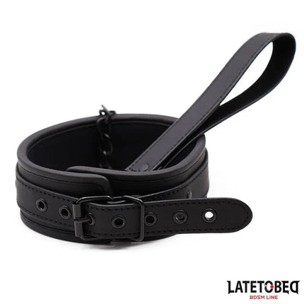 Set Collar and Leash Neoprene Black by LATETOBED featuring adjustable black neoprene collar and a 78 cm leash for stylish comfort.