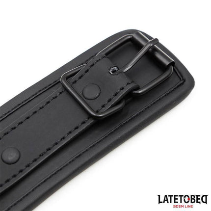 Close-up of the LATETOBED Set Collar and Leash Neoprene Black showing buckle detail, perfect for secure and stylish control.