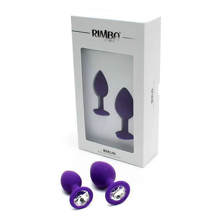 Set de Plugs Anales Berlin Purpura - Two purple silicone plugs with jeweled base, luxury design for comfort and pleasure.