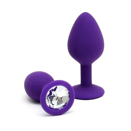 Set de Plugs Anales Berlin Purpura - Two purple silicone anal plugs with jeweled base for luxury and comfort.