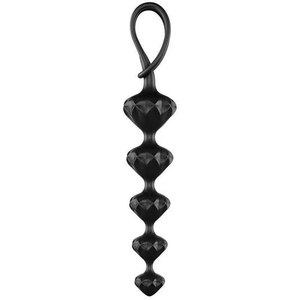Set of 2 Anal Beads Black made of soft silicone, featuring a chain with 5 gradually increasing beads for comfortable stimulation.