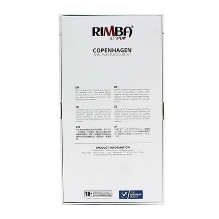 Set of 2 Anatomic Butt Plug Copenhagen Black packaging box with product information.