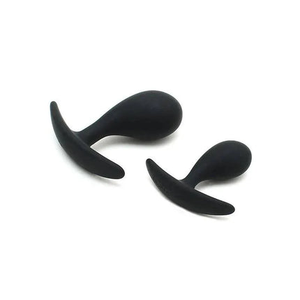 Set of 2 Anatomic Butt Plug Copenhagen Black, small and large silicone plugs