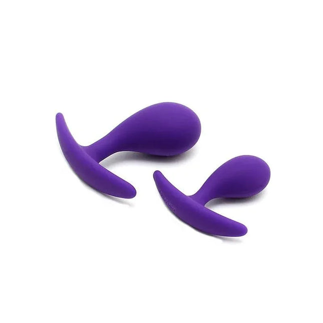 Set of 2 Anatomic Butt Plugs Copenhagen Purple, dual-size silicone anal plugs with ergonomic design for comfort and secure use.
