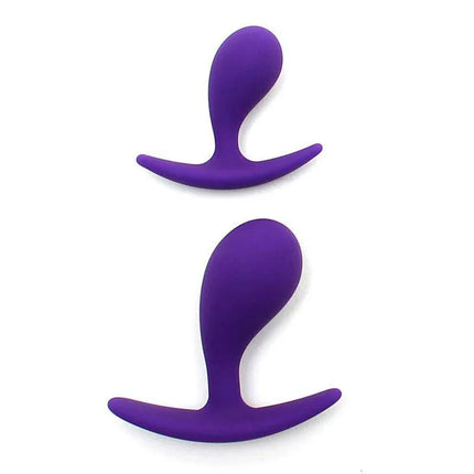 Set of 2 Anatomic Butt Plugs Copenhagen Purple - dual-size, anatomically shaped anal plugs made of smooth silicone