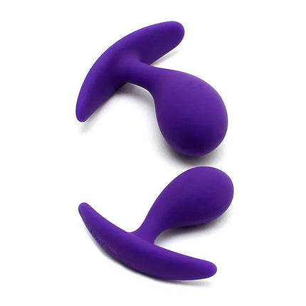Set of 2 Anatomic Butt Plugs Copenhagen Purple, anatomically shaped, dual-size silicone plugs for comfortable and secure wear.
