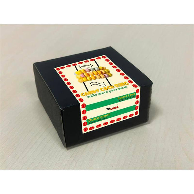 Set of 3 candy penis ring in packaging, playful adult novelty with edible candy rings for sweet and lighthearted enjoyment.