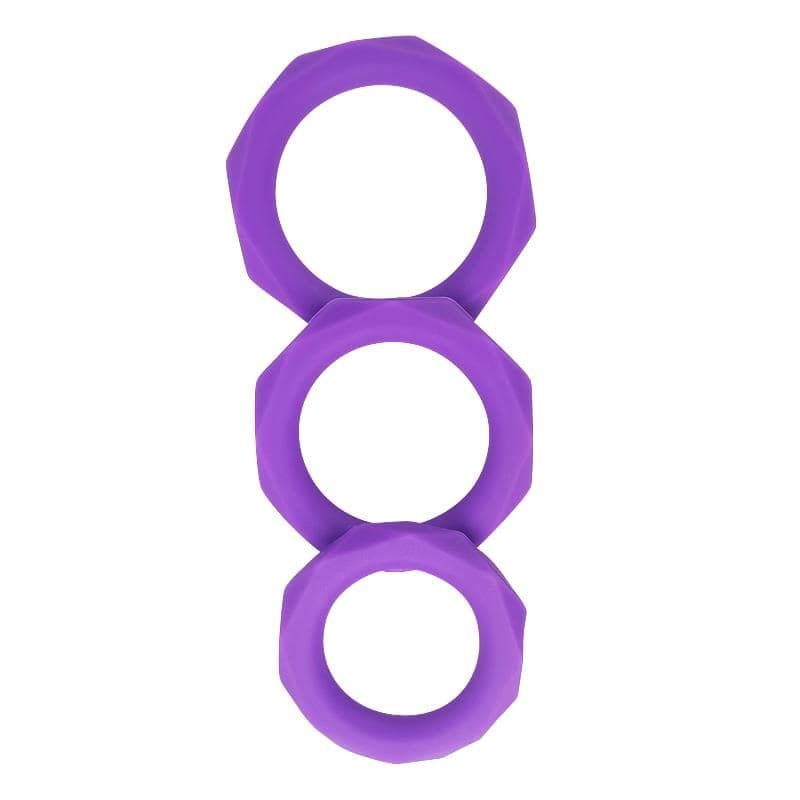 Set of 3 penis rings Silicone Purple - secretsextoys.store