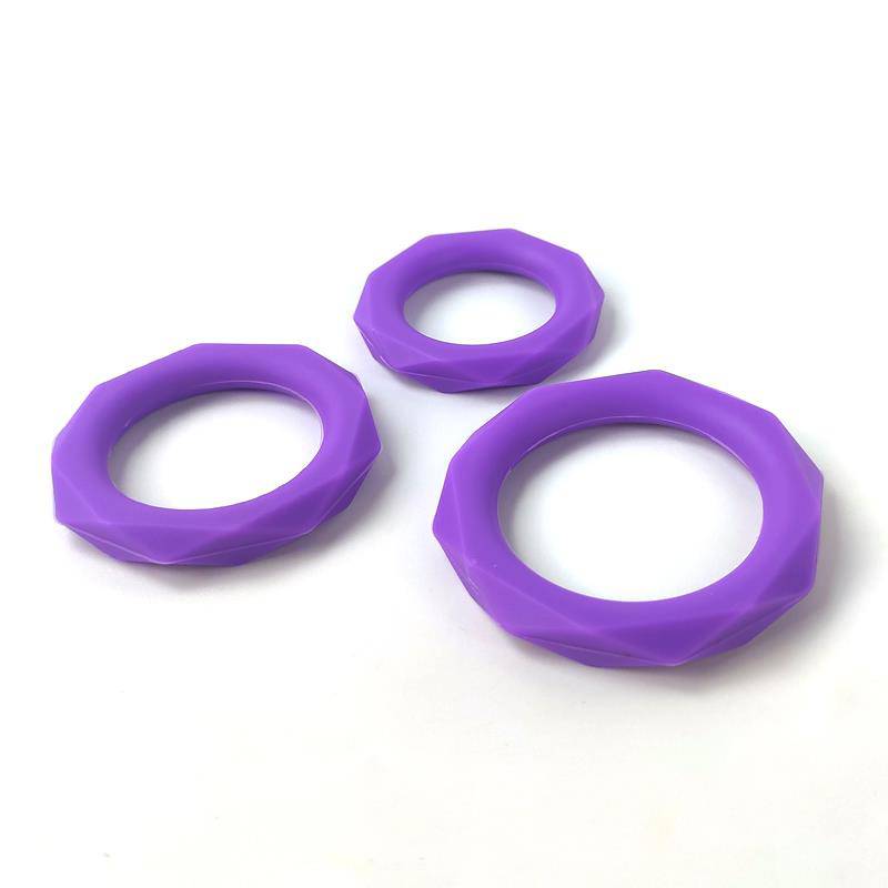 Set of 3 penis rings Silicone Purple - secretsextoys.store