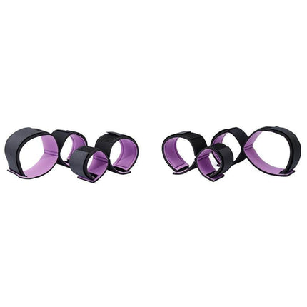 Set of restraints with handcuffs and Anklecuffs Adjustable in black and purple design, ideal for BDSM couples exploring immersive play.