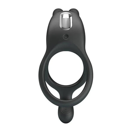 Seth Vibrating Double Cock Ring, silicone design for dual stimulation with powerful vibrations, ideal for couples or solo play.