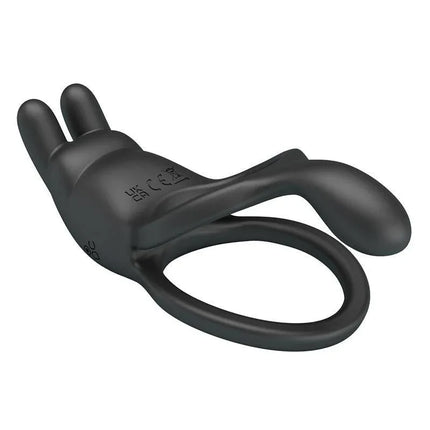 Seth Vibrating Double Cock Ring in black, featuring dual stimulation for enhanced pleasure and satisfaction.