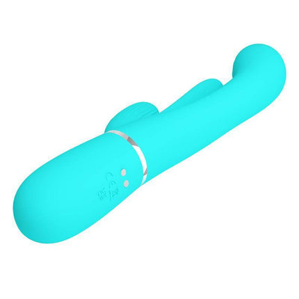 Shania Tripple Rabbit Vibrator Turquoise in velvety silicone for dual-action stimulation