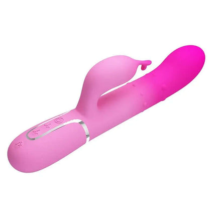 Shima Vibrating with Rolling Beads in pink with dual motors for internal and external stimulation, featuring 7 vibration settings.