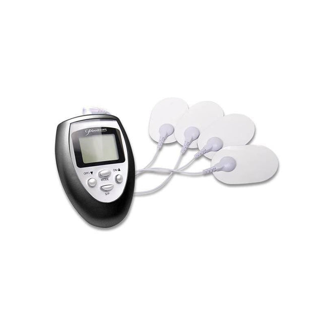 Shock Therapy Kit with LCD display and multiple e-stimulation pads for tailored sensations