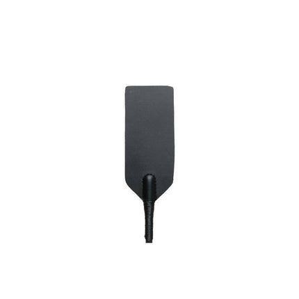 Short Paddle - elegant leather BDSM whip with long handle and metal caps for consensual play and control.