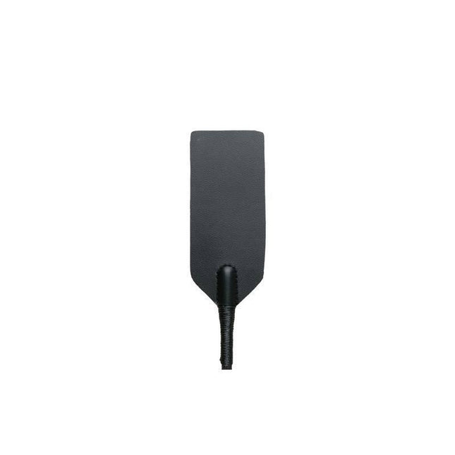 Short Paddle - elegant leather BDSM whip with long handle and metal caps for consensual play and control.