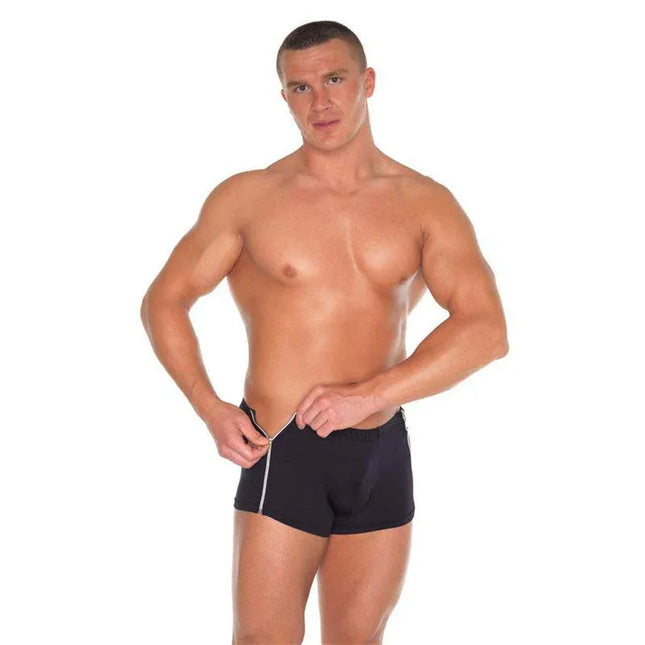 Short with 2 Zippers Black One Size, versatile wear shorts for workouts, everyday use, stretchy fit, sleek silhouette, polyamide material
