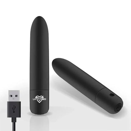 Shoty Vibrating Bullet USB 10 Speeds Powerful Motor Black with USB cable