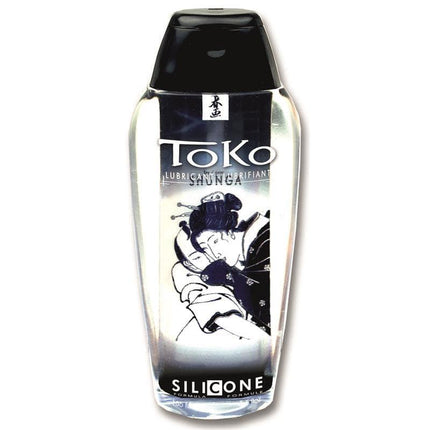 Shunga Lubricante Toko Silicona bottle with Japanese art-inspired design.