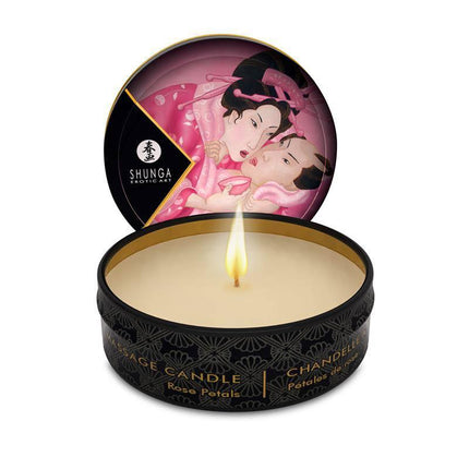 Shunga Mini Candle for Massage Rose with sensuous packaging, perfect for intimate and memorable massage experiences.