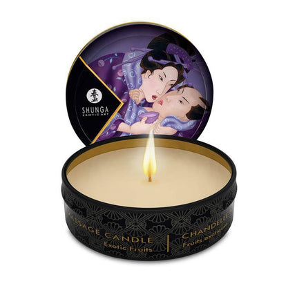 Shunga Mini Candle Massage Exotics Fruits with exotic fruits scent for sensual massage, inspired by Japanese erotic art.