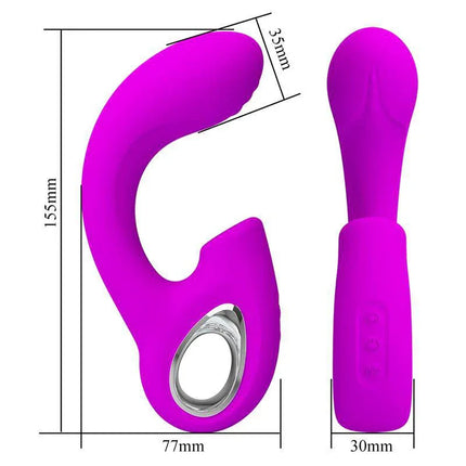Sibel Vibe with Tapping Function massager, medical-grade silicone, dual-action vibration and tapping, dimensions 155mm x 77mm.
