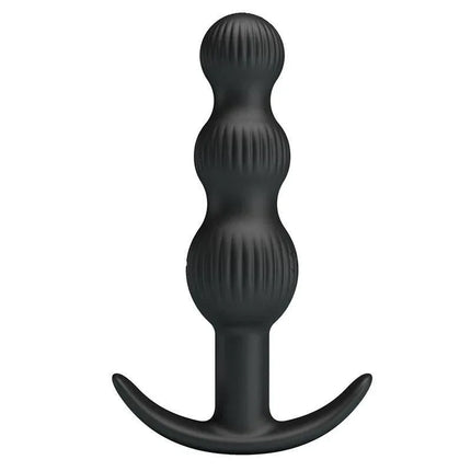 Sidney Butt Plug with Vibration, silicone anal plug with bead design for progressive stimulation, smooth surface, body-safe material.