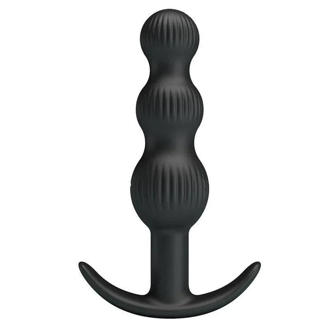 Sidney Butt Plug with Vibration, silicone anal plug with bead design for progressive stimulation, smooth surface, body-safe material.