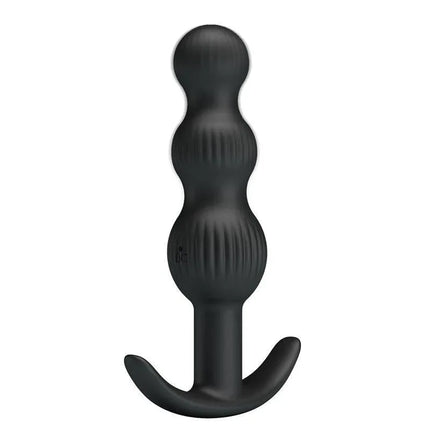 Sidney Butt Plug with Vibration, silicone anal plug, black, ribbed design for enhanced stimulation, body-safe and smooth.