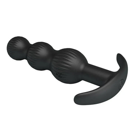Sidney Butt Plug with Vibration, black silicone, textured design for enhanced pleasure and stimulation.
