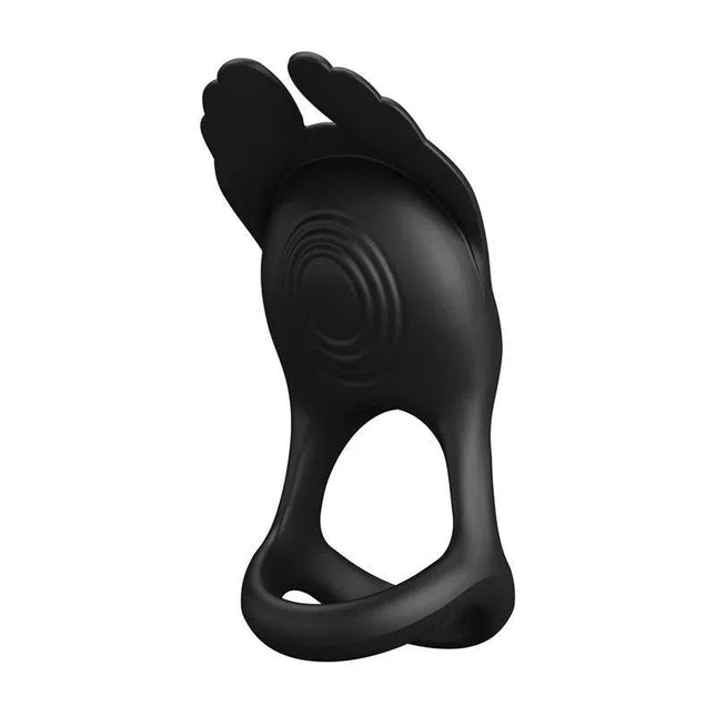 Silas Vibrating Penis Ring Black - premium silicone vibrating sex toy for solo and couples play with seven modes and dual stimulation.