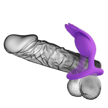 Silas Vibrating Penis Ring Purple for dual-stimulation pleasure, featuring body-safe silicone in a vibrant purple design.