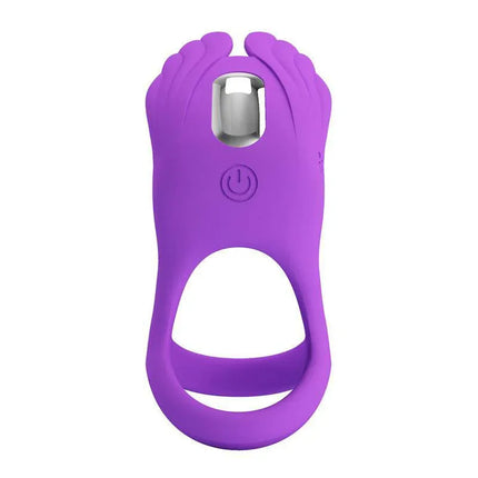 Silas Vibrating Penis Ring Purple with body-safe silicone and dual-stimulation design for enhanced couple's pleasure.