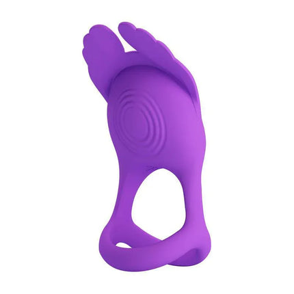 Silas Vibrating Penis Ring Purple made from body-safe silicone offering dual-stimulation for couple's enhanced pleasure.