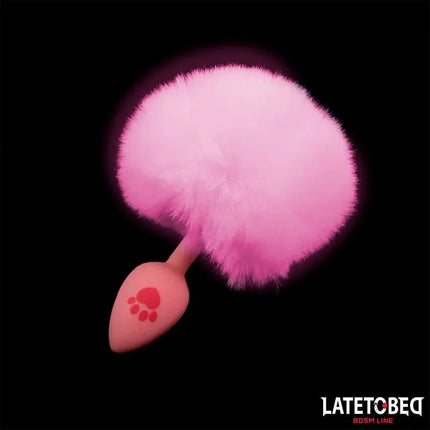 Silicone Anal Plug with Pompon Pink from Latetobed BDSM Line, featuring a fluffy pompon and smooth silicone for comfortable use.