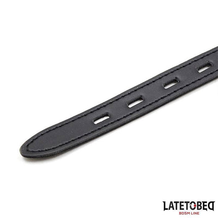 Adjustable black strap for Silicone Ball Gag Pink with secure buckle holes, enhances comfort and fit for bondage play.