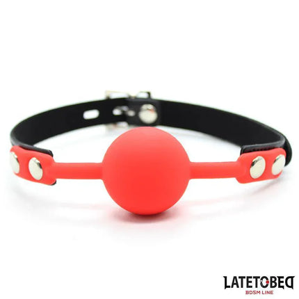 Silicone Ball Gag with Padlock Red - high-quality body-safe silicone, bold red color, secure restraint, BDSM accessory, adventurous play