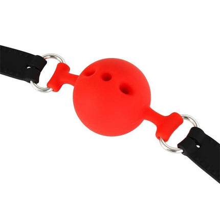 Silicone Breathable Ball Gag S - 4 cm in red, designed for BDSM play with secure and comfortable fit.