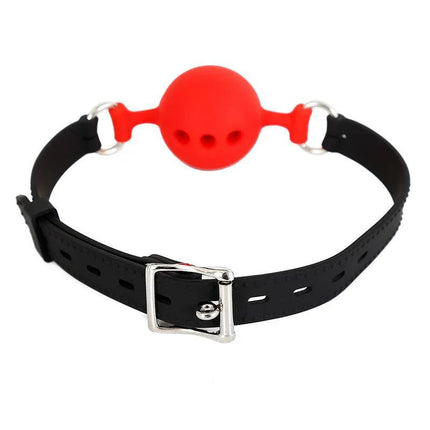 Silicone Breathable Gall Ball M - 4.5 cm red ball gag with adjustable strap for BDSM play.