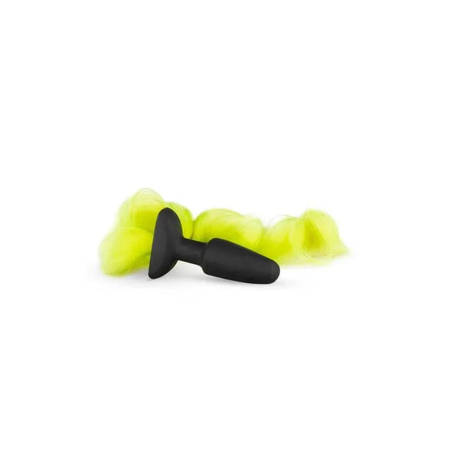 Silicone Butt Plug With Tail - Yellow featuring smooth silicone and a vibrant tail for playful intimacy and unique roleplay experiences.
