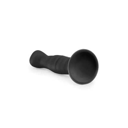 Silicone Dildo - Black with suction cup base for hands-free use on smooth surfaces