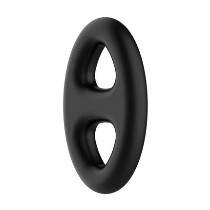 Silicone Double Cock Ring for Enhanced Pleasure, ultra-soft black silicone design for intensified performance.