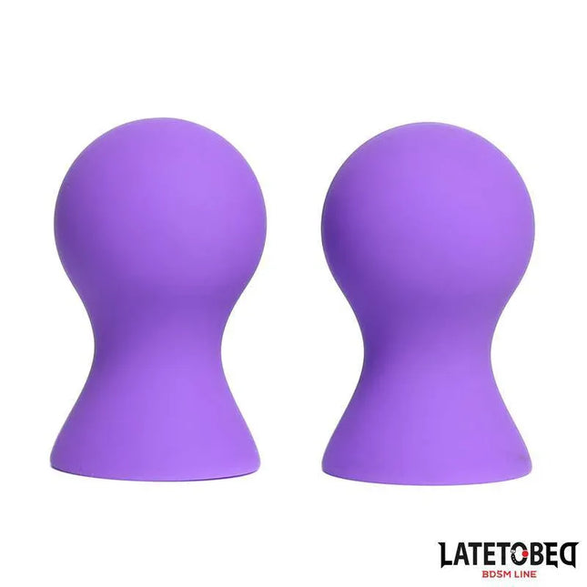 Silicone Nipple Suckers Purple, set of two, body-safe silicone, elegant design, ideal for intimate play, compact and reusable