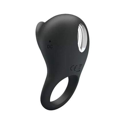 Silicone Vibrating Cock Ring with Licking Function in black silicone material