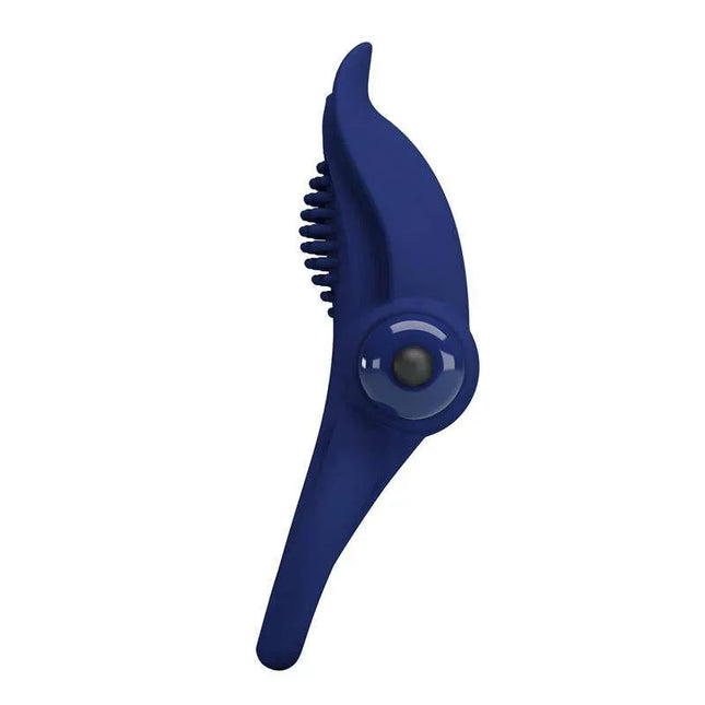 Silicone Vibrating Penis Ring with 10 Modes in blue, featuring a sleek design and textured surface for enhanced pleasure.