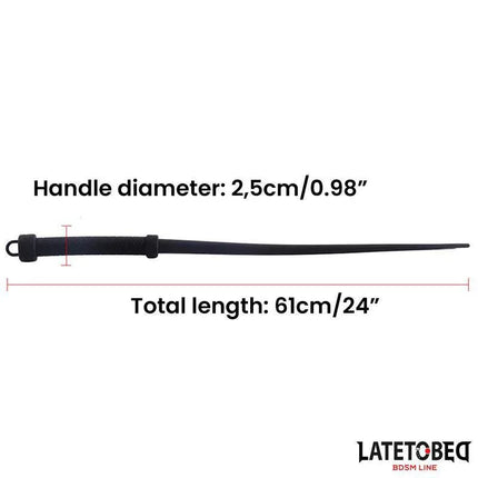 Silicone Whip 61 cm with handle diameter 2.5 cm, premium BDSM tool from Latetobed designed for intense experiences.