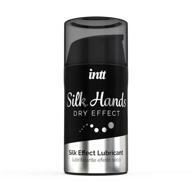 Silky Hands Dry Effect Lubricant 15 ml bottle for intimate and massage use, silicone-based with dry finish
