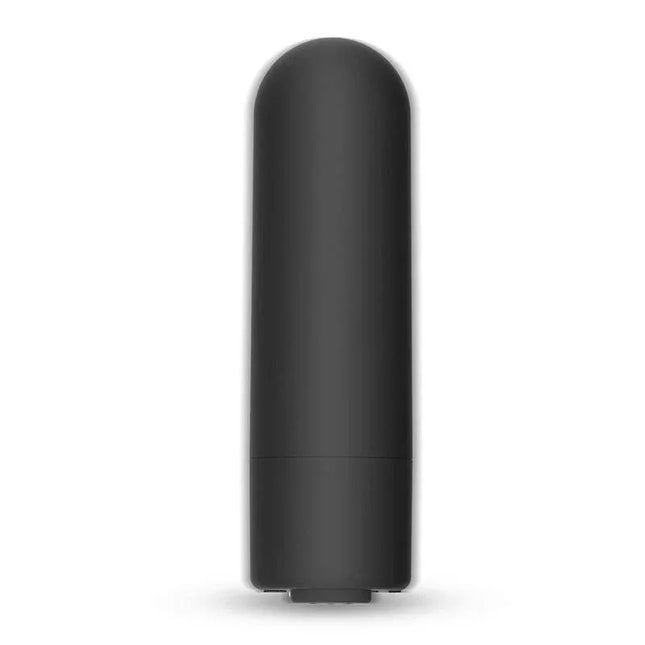 Six-In-One Vibrating Bullet from the 6 Silicone Accessories Kit, USB-rechargeable with 10 vibration functions, sleek black design.