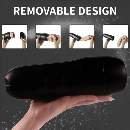 Skye Manual Male Masturbator with removable black case, showcasing a lifelike feel for private use.